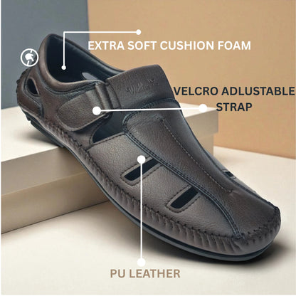 P&G N1404 Men's BROWN Slipon Sandal Extra Soft Sandal/Mojri/Ethnic Wear Leather With Adjustable Strap/Navratri Fashion Footwear.