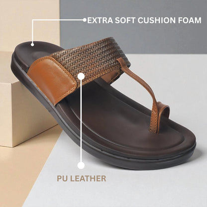 FRANKY GS5 Men's TAN Chappal/Flip flop/Slipper Chakhdi Style Chappal/Slipper Extra Soft Chappal/Slipper/ Ethnic Wear Leather Navratri Fashion Footwear.