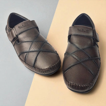 P&G N1401 Men's BROWN Slipon Sandal Extra Soft Sandal/Mojri/Ethnic Wear Leather With Adjustable Strap/Navratri Fashion Footwear.