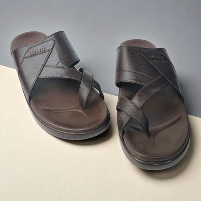 FRANKY GS44 Men's BROWN Chappal/Flip flop/Slipper Extra Soft Cushion Chappal/Slipper/ Ethnic Wear Leather Navratri Fashion Footwear.