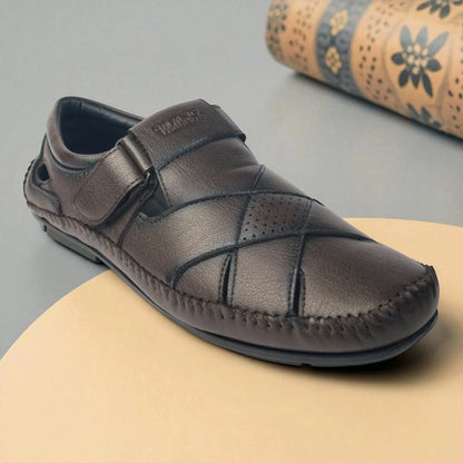 P&G N1401 Men's BROWN Slipon Sandal Extra Soft Sandal/Mojri/Ethnic Wear Leather With Adjustable Strap/Navratri Fashion Footwear.