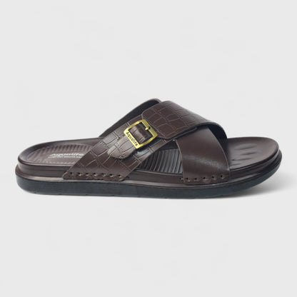 AQUALITE PG2123 BROWN Men's Chappal/Flip flop/ Slipper/Extra Soft Chappal/Slipper Ethnic Wear Leather With Adjustable Buckle Strap/Navratri Fashion Footwear.