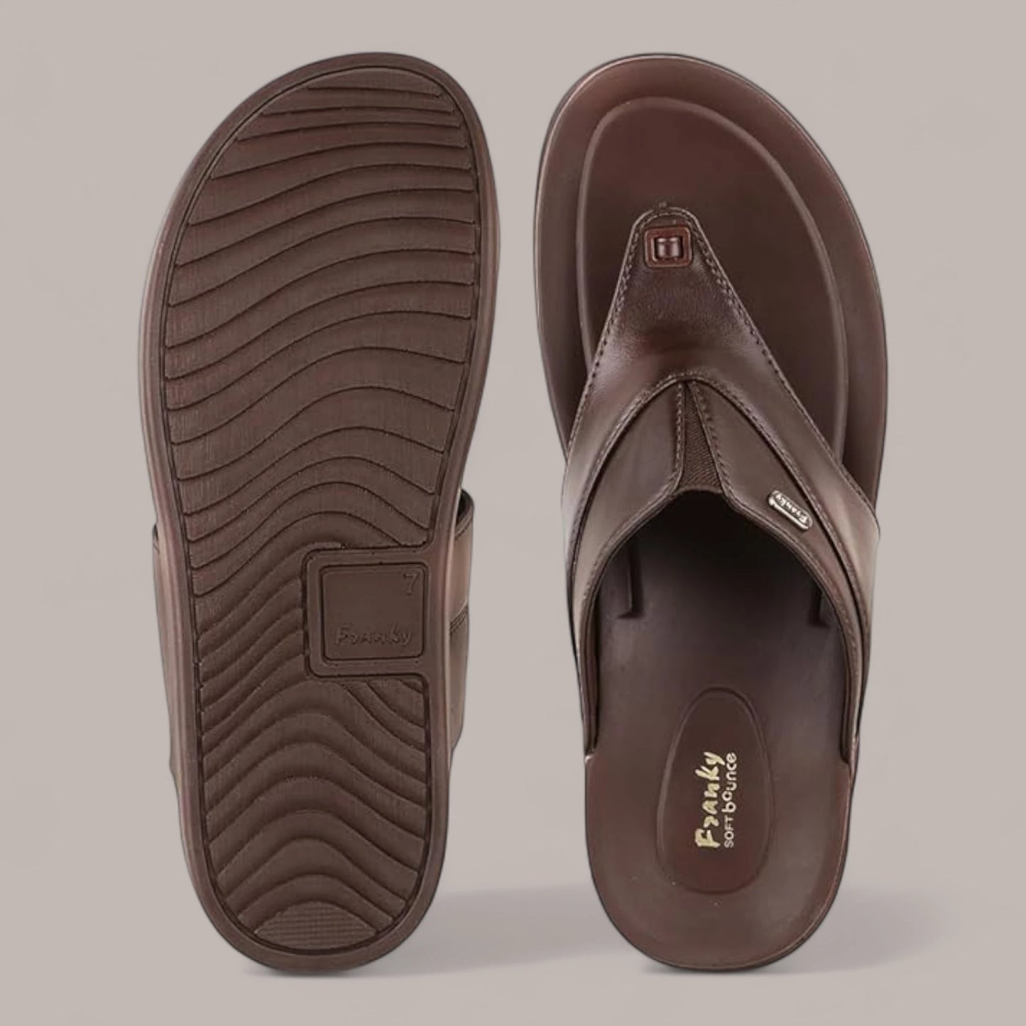 Franky GS1 BROWN Soft Bounce Footbed Chappals For Men's Light Weight Slippers All Day Comfort Flip-Flop For Men's