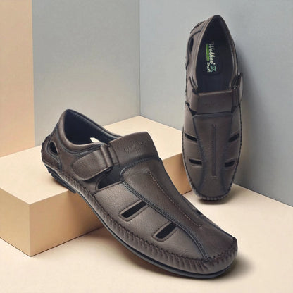 P&G N1404 Men's BROWN Slipon Sandal Extra Soft Sandal/Mojri/Ethnic Wear Leather With Adjustable Strap/Navratri Fashion Footwear.