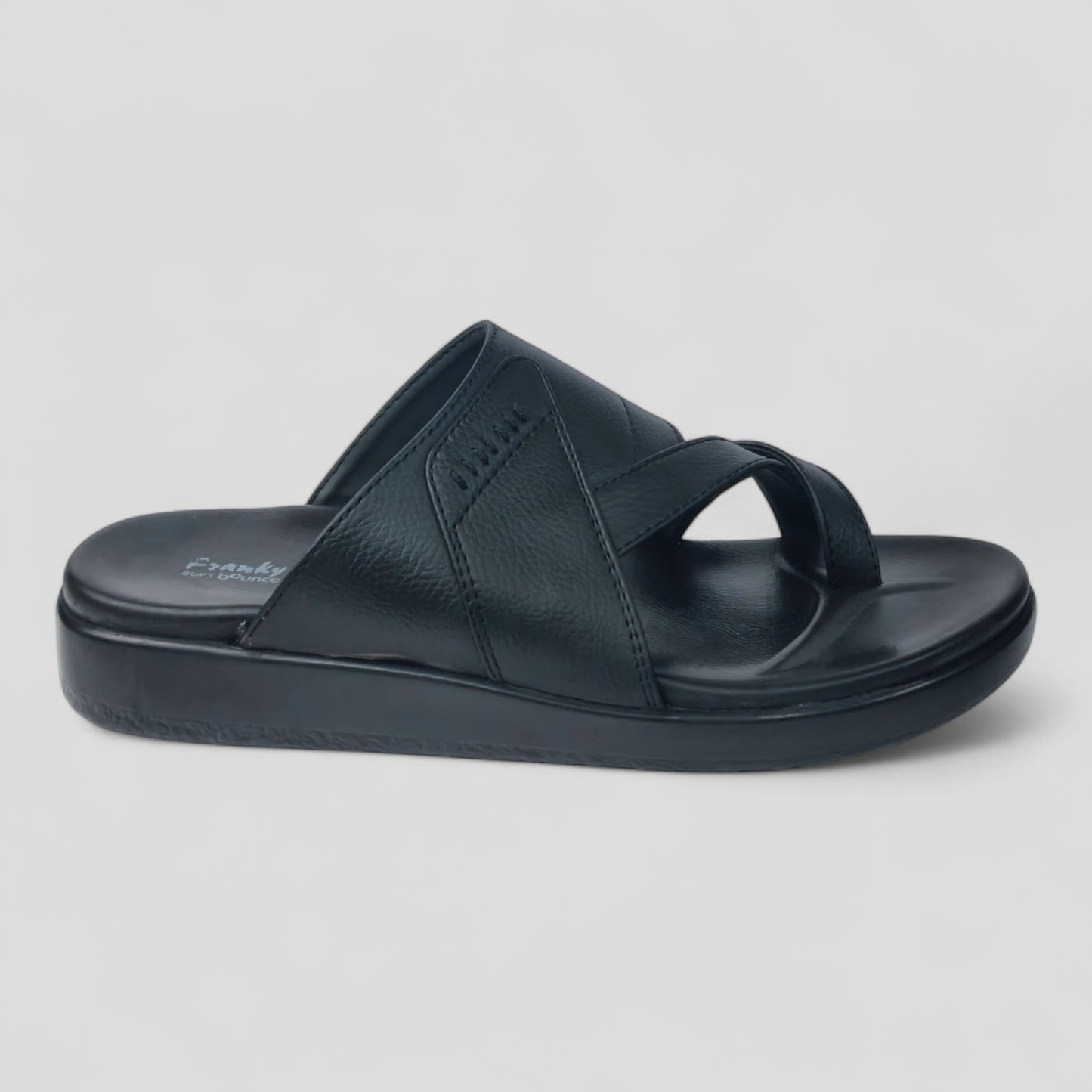 FRANKY GS44 Men's BLACK Chappal/Flip flop/Slipper Extra Soft Cushion Chappal/Slipper/ Ethnic Wear Leather Navratri Fashion Footwear.