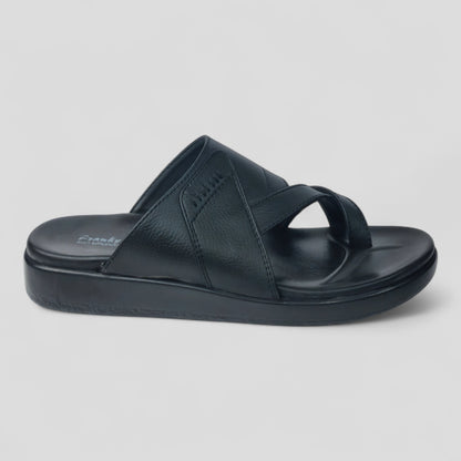 FRANKY GS44 Men's BLACK Chappal/Flip flop/Slipper Extra Soft Cushion Chappal/Slipper/ Ethnic Wear Leather Navratri Fashion Footwear.