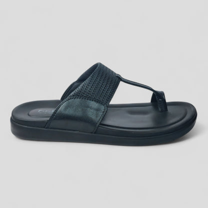 FRANKY GS5 Men's BLACK Chappal/Flip flop/Slipper Chakhdi Style Chappal/Slipper Extra Soft Chappal/Slipper/ Ethnic Wear Leather Navratri Fashion Footwear.