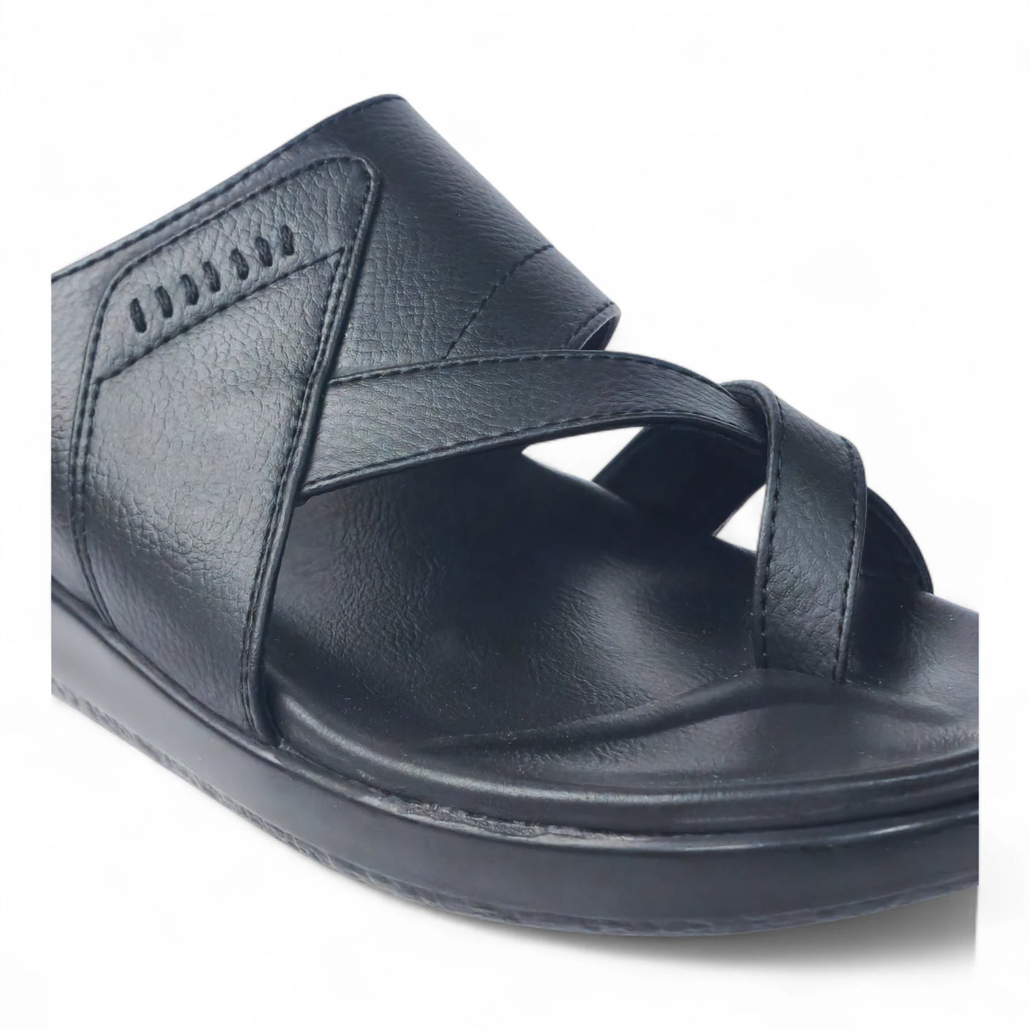 FRANKY GS44 Men's BLACK Chappal/Flip flop/Slipper Extra Soft Cushion Chappal/Slipper/ Ethnic Wear Leather Navratri Fashion Footwear.