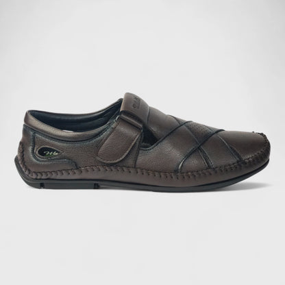 P&G N1401 Men's BROWN Slipon Sandal Extra Soft Sandal/Mojri/Ethnic Wear Leather With Adjustable Strap/Navratri Fashion Footwear.