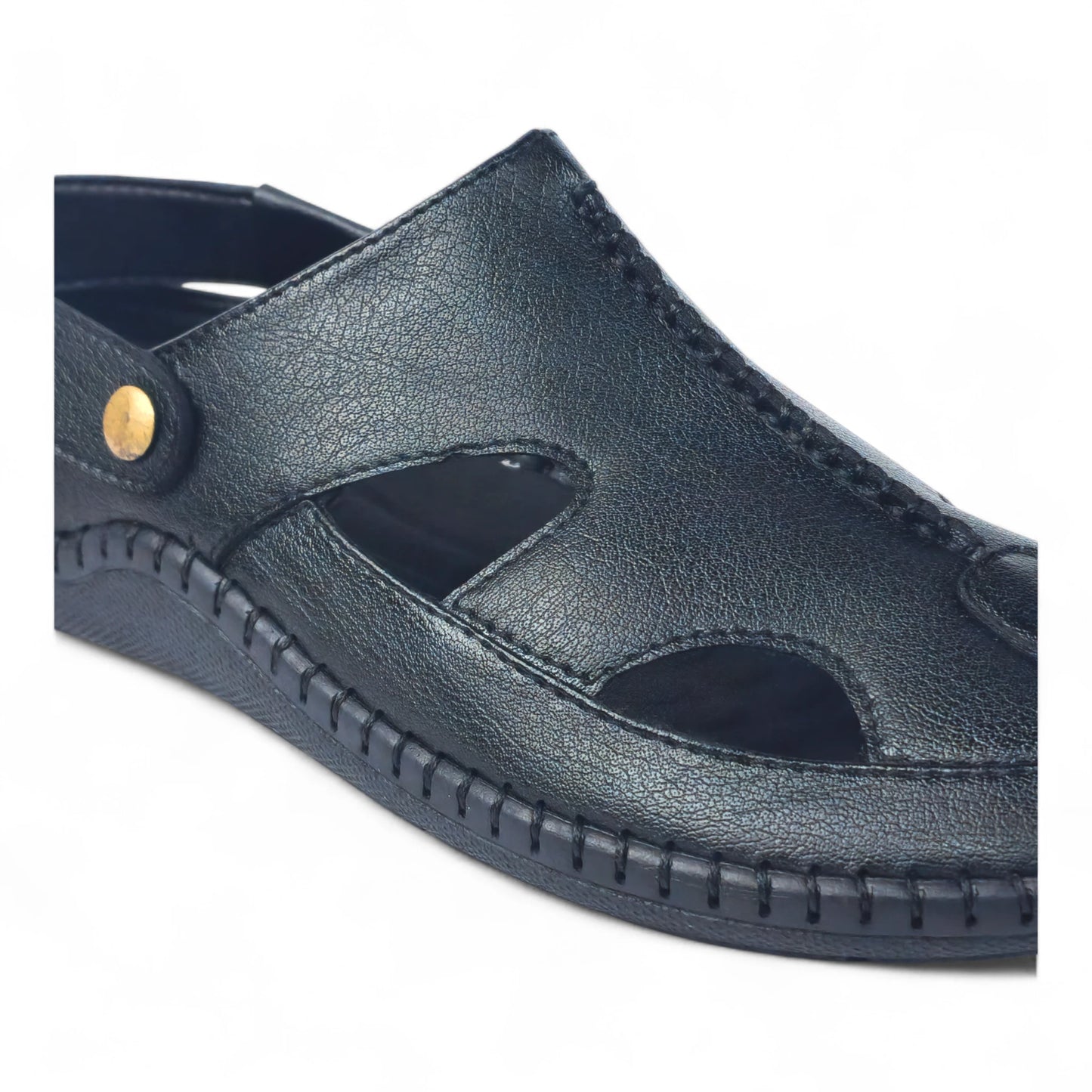P&G 4030 Men's BLACK Slipon Sandal Extra Soft Sandal/Mojri/Ethnic Wear Leather With Adjustable Strap/Navratri Fashion Footwear.