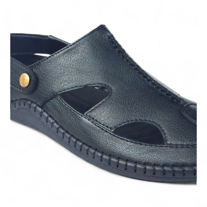 P&G 4030 Men's BLACK Slipon Sandal Extra Soft Sandal/Mojri/Ethnic Wear Leather With Adjustable Strap/Navratri Fashion Footwear.