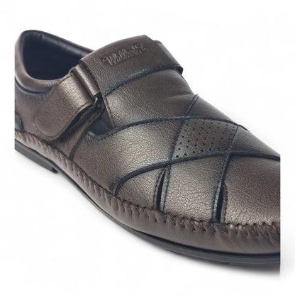 P&G N1401 Men's BROWN Slipon Sandal Extra Soft Sandal/Mojri/Ethnic Wear Leather With Adjustable Strap/Navratri Fashion Footwear.