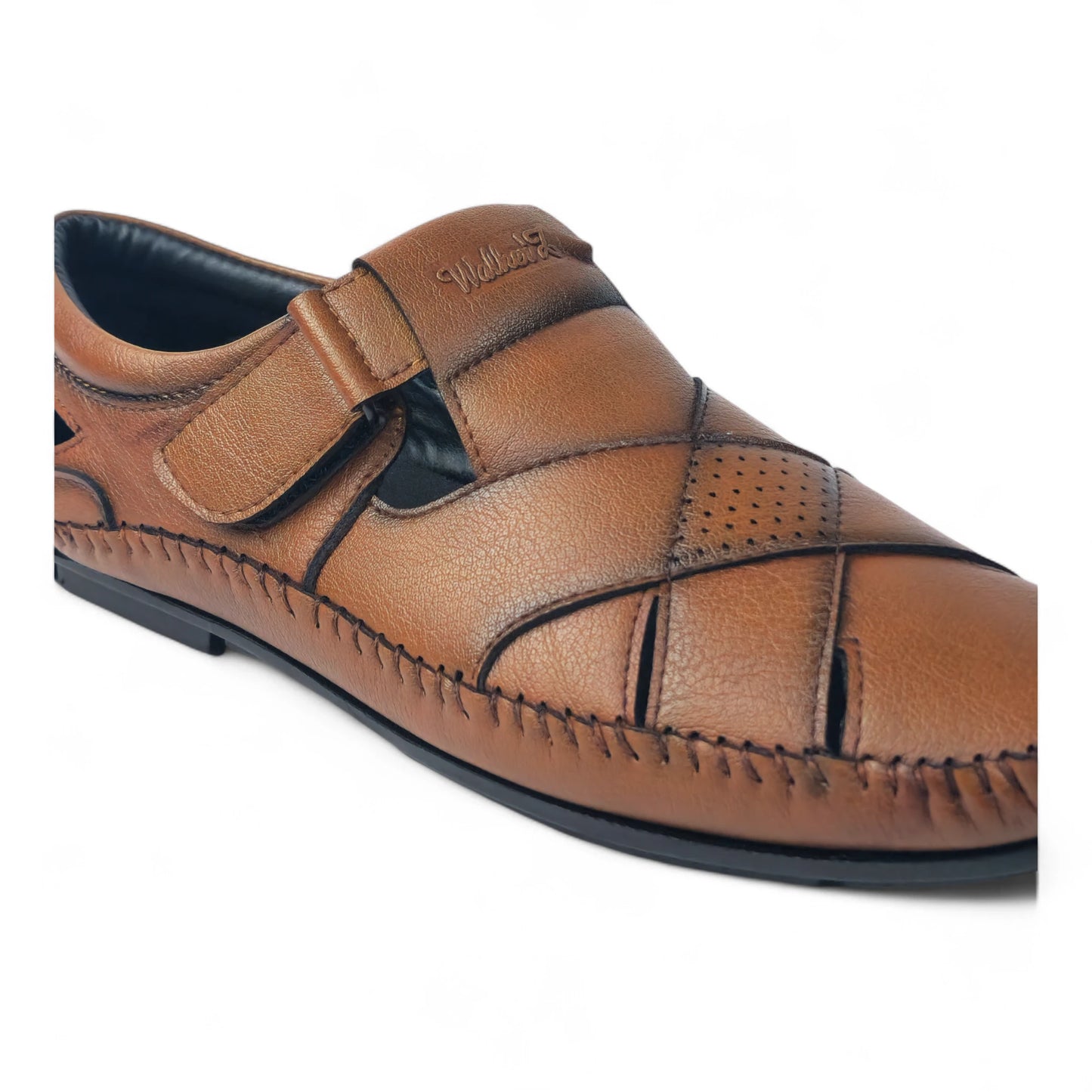 P&G N1401 Men's TAN Slipon Sandal Extra Soft Sandal/Mojri/Ethnic Wear Leather With Adjustable Strap/Navratri Fashion Footwear.