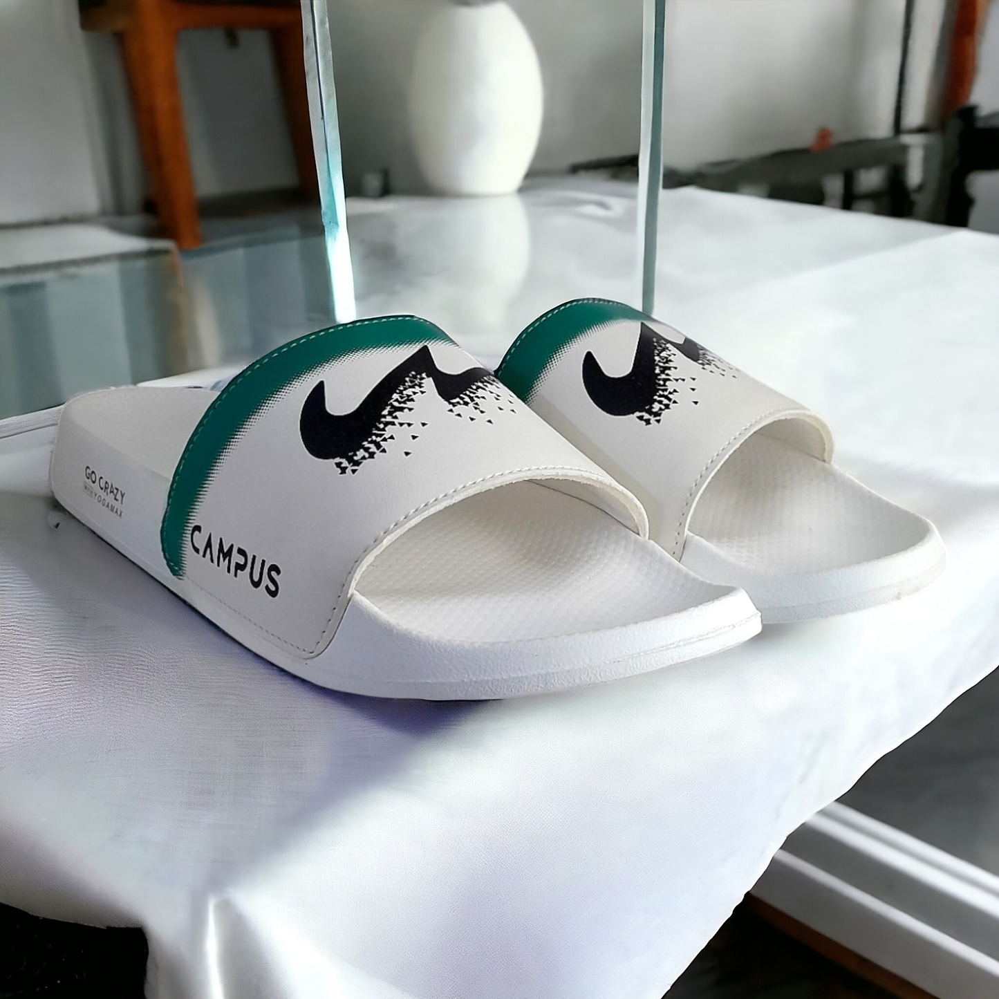 CAMPUS SL-447 WHITE/BLUE Men's Flipflop/Slides/Slipper