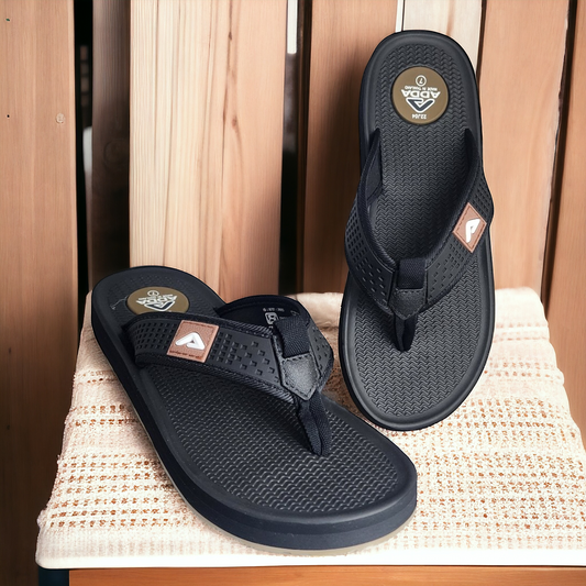 ADDA CASIO2 BLACK Men's Slipper/Chapple/Flip flop