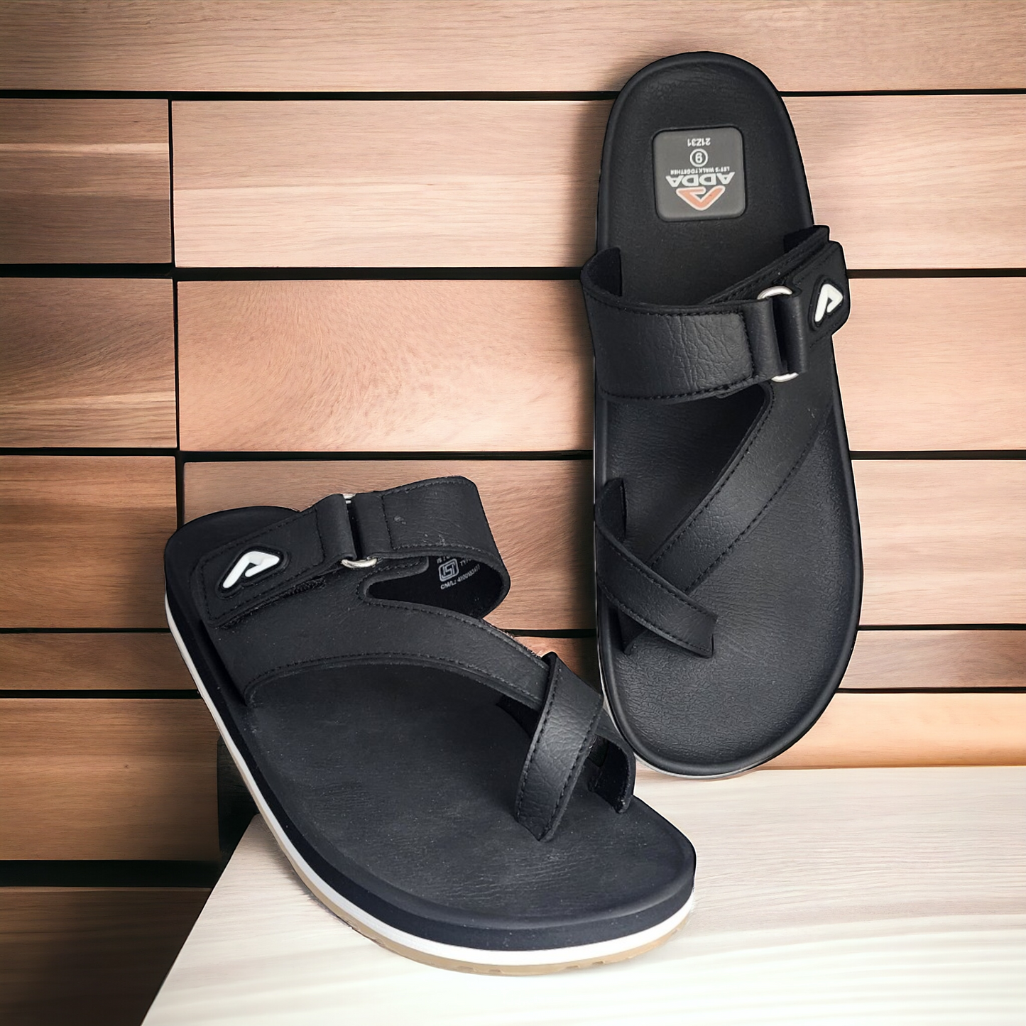 ADDA CLUB1 FULL BLACK Men's Slipper/Chapple/Flip flop