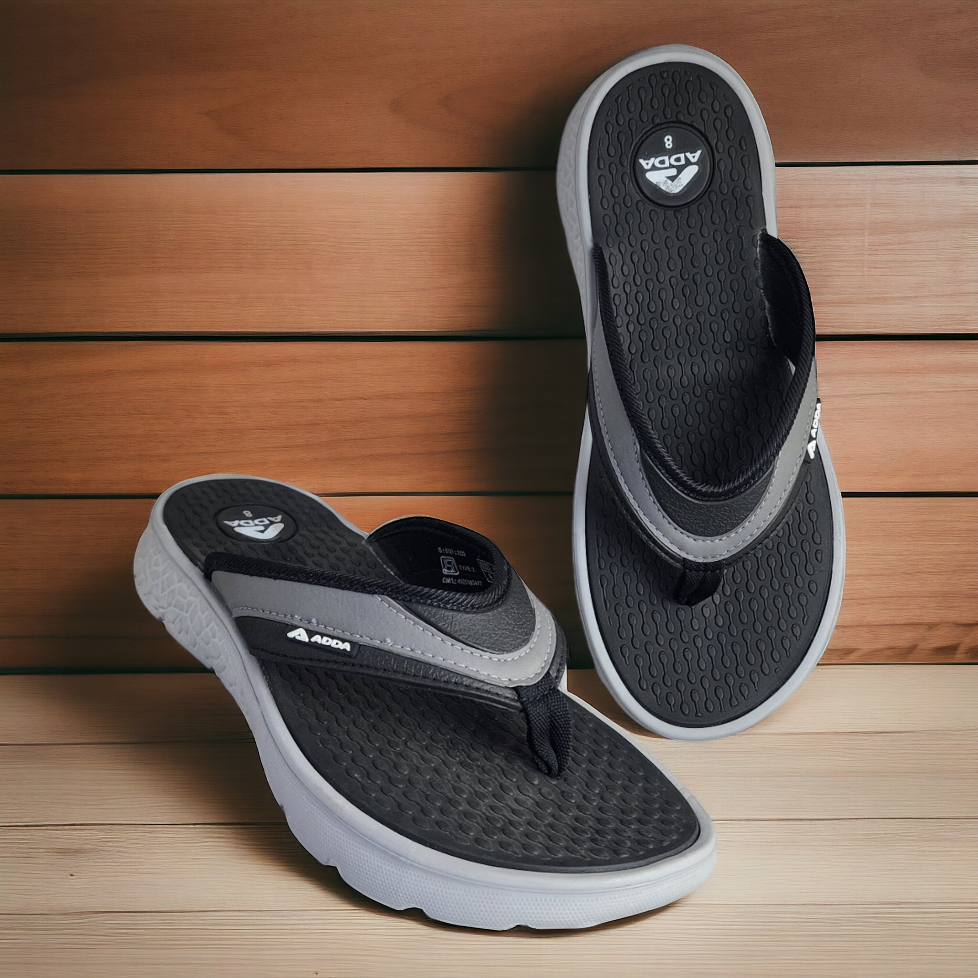 ADDA HYBRID1 BLACK/GREY Men's Slipper/Chapple/Flip flop