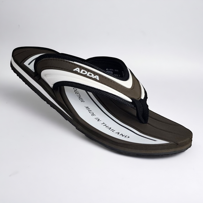 ADDA JAZZ KHAKHI/WHITE Men's Slipper/Chapple/Flip flop