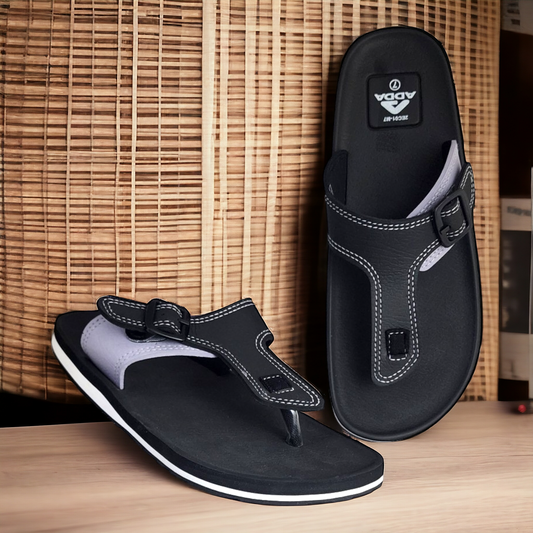 ADDA LIFE01 BLACK Men's Slipper/Chapple/Flip flop