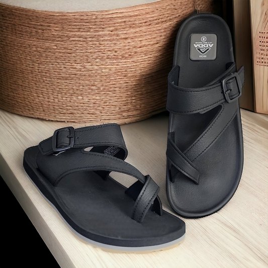 ADDA OMEGA33 BLACK/GREY Men's Slipper/Chapple/Flip flop
