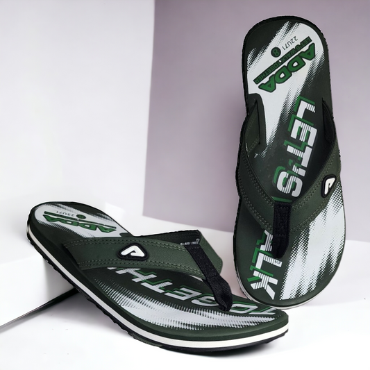 ADDA OMEGA702 OLIVE/WHITE Men's Slipper/Chapple/Flip flop