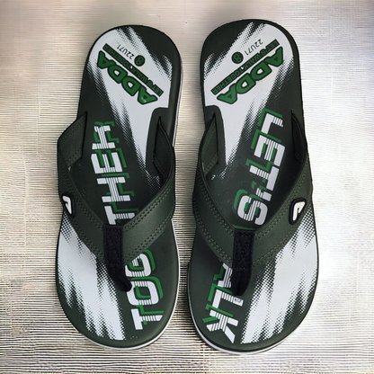 ADDA OMEGA702 OLIVE/WHITE Men's Slipper/Chapple/Flip flop
