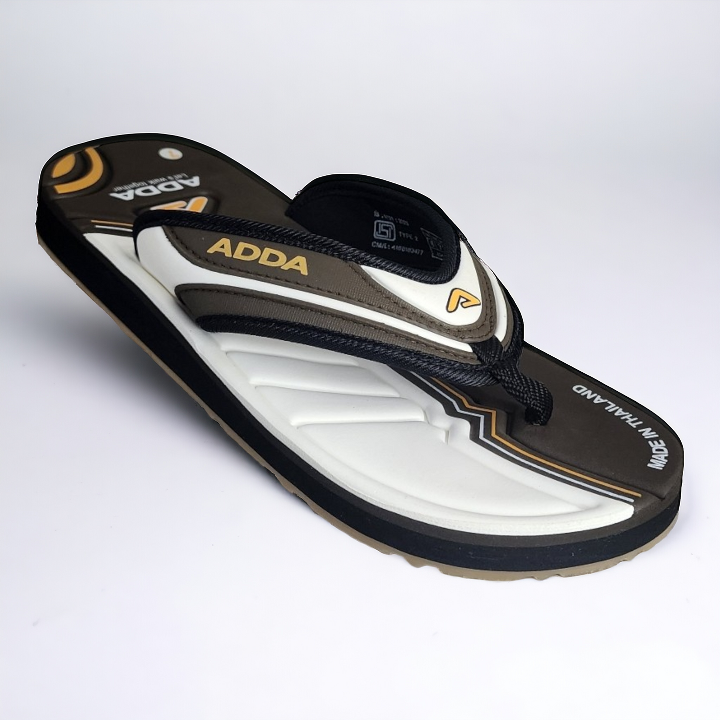 ADDA ROLEX2 KHAKHI/WHITE Men's Slipper/Chapple/Flip flop