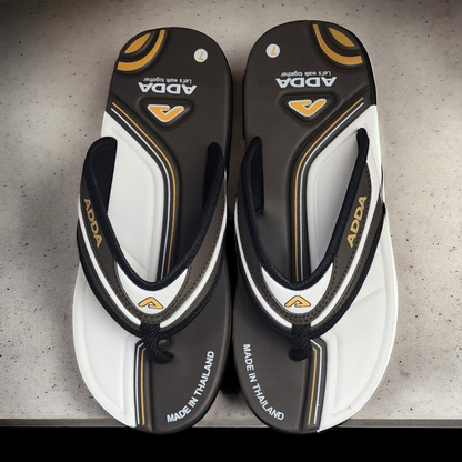 ADDA ROLEX2 KHAKHI/WHITE Men's Slipper/Chapple/Flip flop