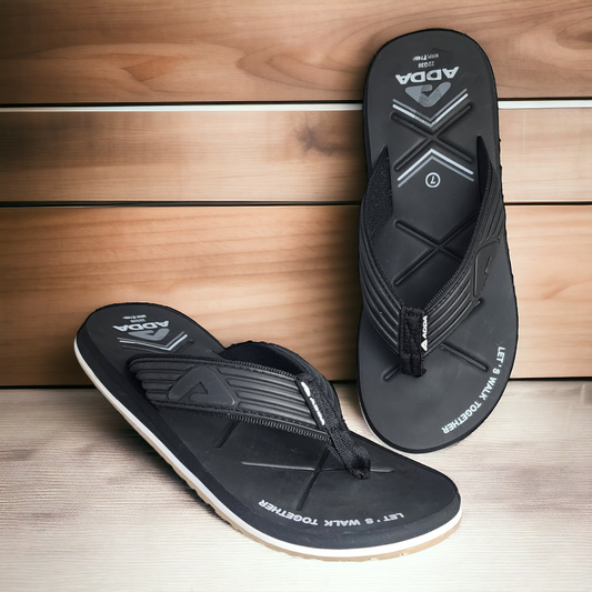 ADDA THUNDER1 BLACK Men's Slipper/Chapple/Flip flop