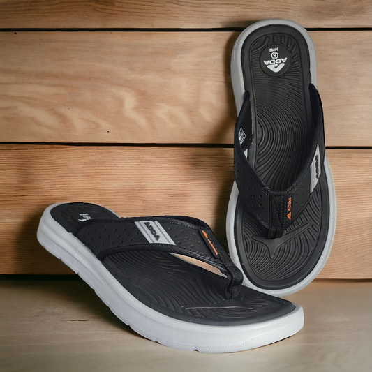ADDA TIME02 BLACK/GREY Men's Slipper/Chapple/Flip flop
