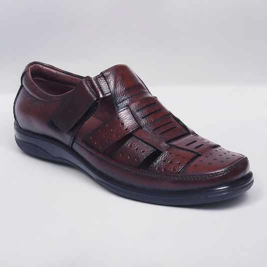 ZOOM D1217 BROWN Men's Sandals Roman Leather Shoes