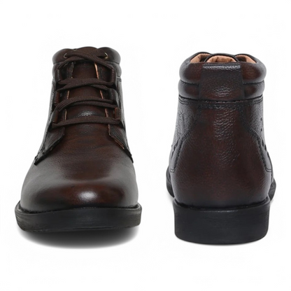 ZOOM D3571 BROWN High Ankle Leather Men's Casual Lace Up Shoes