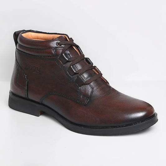 ZOOM D3571 BROWN High Ankle Leather Men's Casual Lace Up Shoes