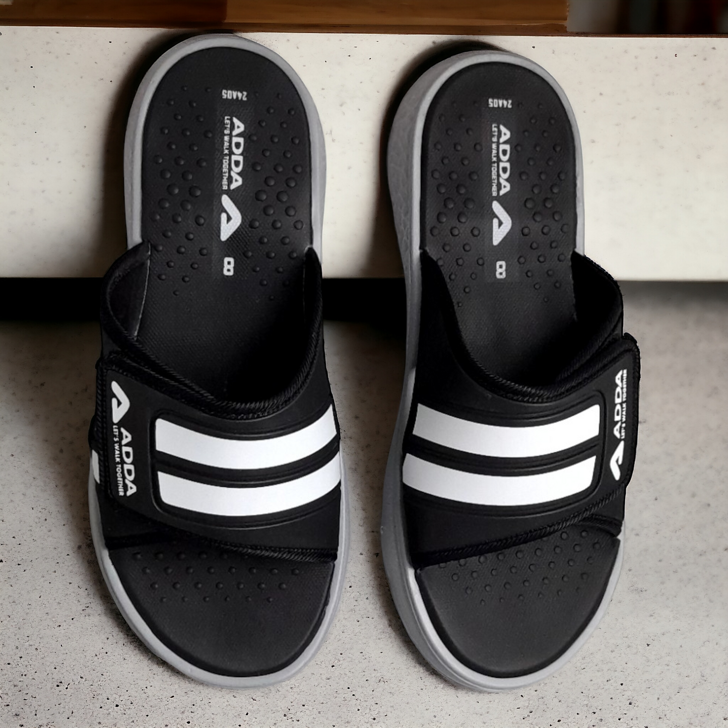 ADDA ICLOUD004 BLACK/GREY Men's Flipflop/Slipper