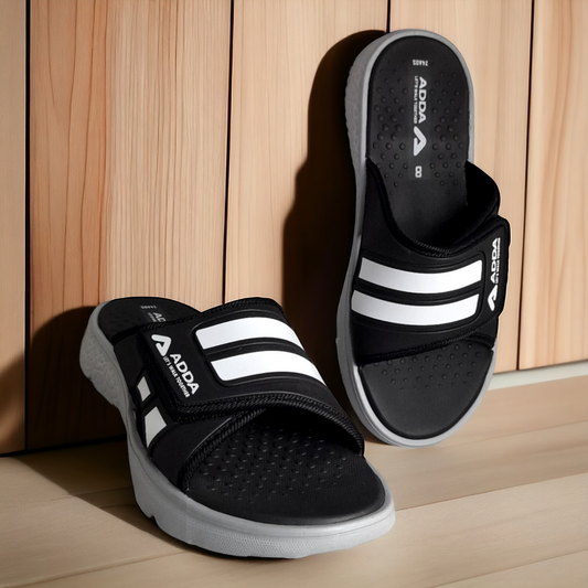 ADDA ICLOUD004 BLACK/GREY Men's Flipflop/Slipper