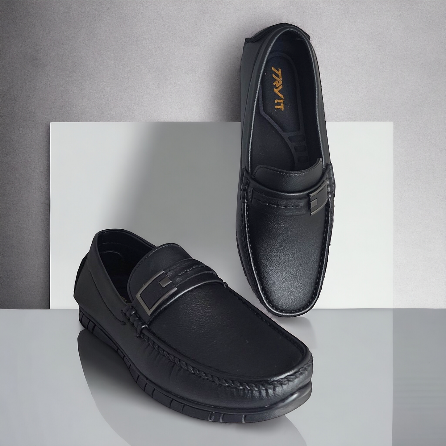 TRY IT 228 BLACK Men's Loafers Shoes