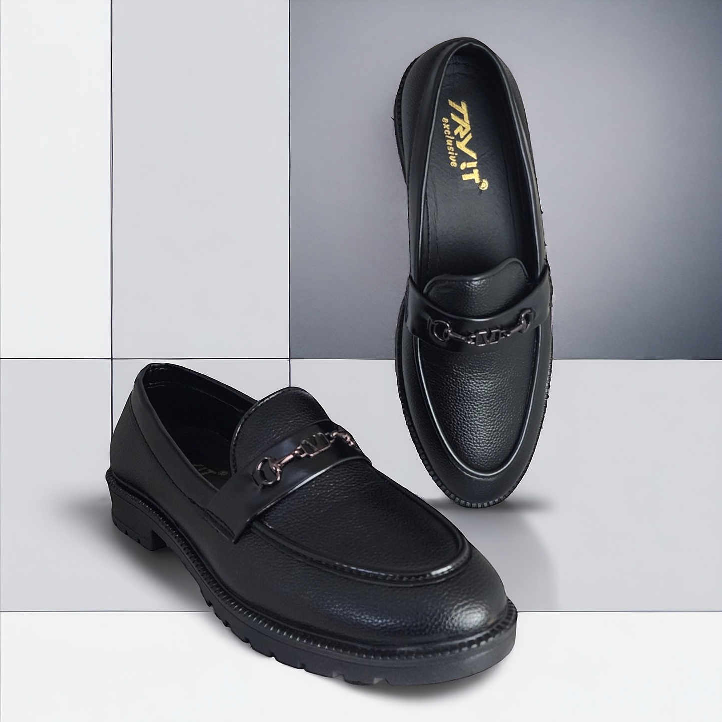 TRY IT 5808 BLACK Men's Loafers Shoes