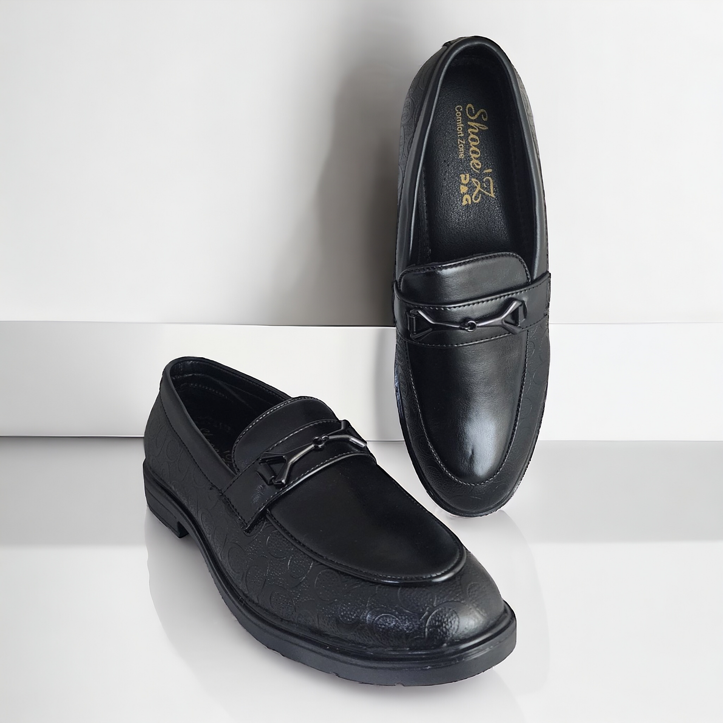 P&G 0307 BLACK Men's Loafers Shoes