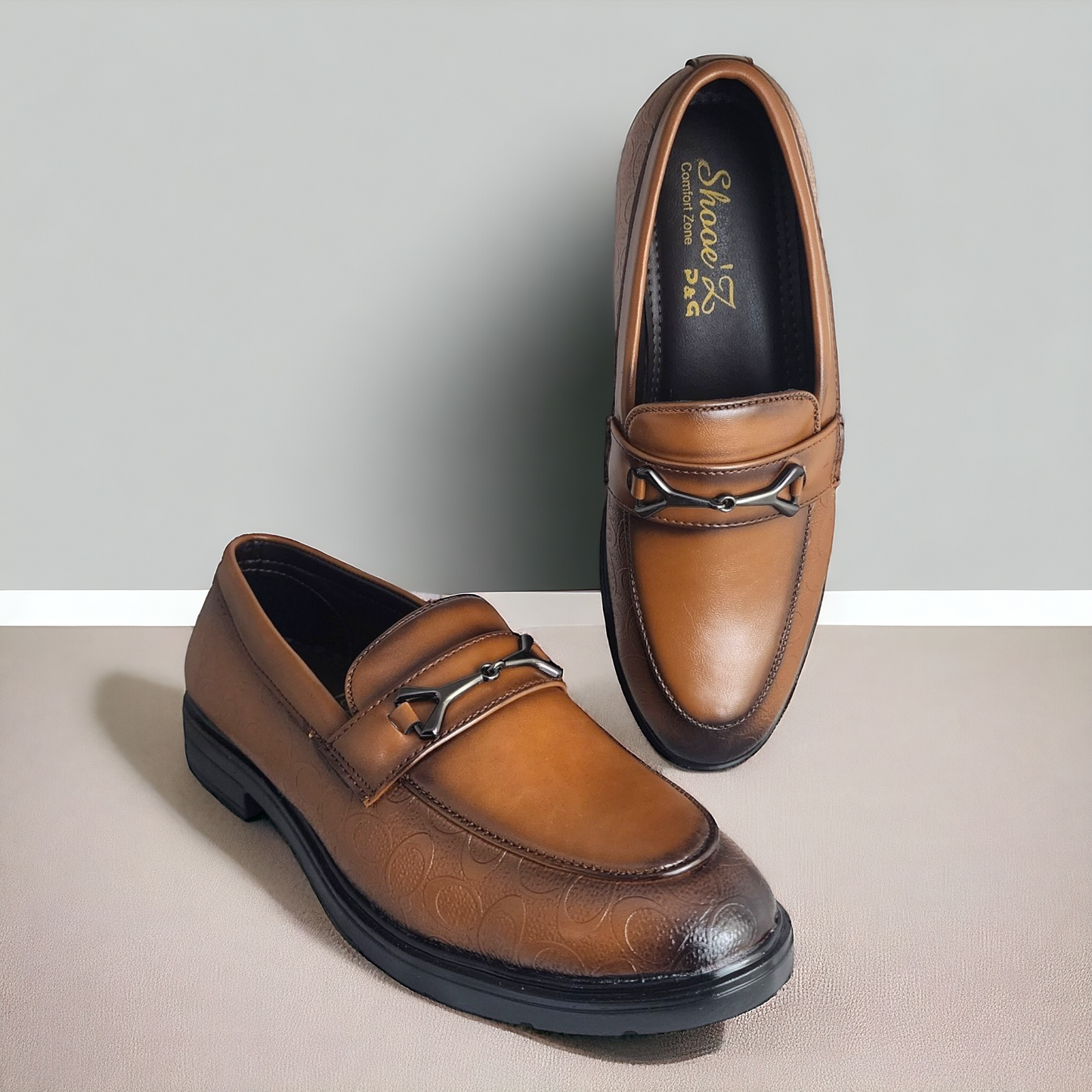 P&G 0307 TAN Men's Loafers Shoes