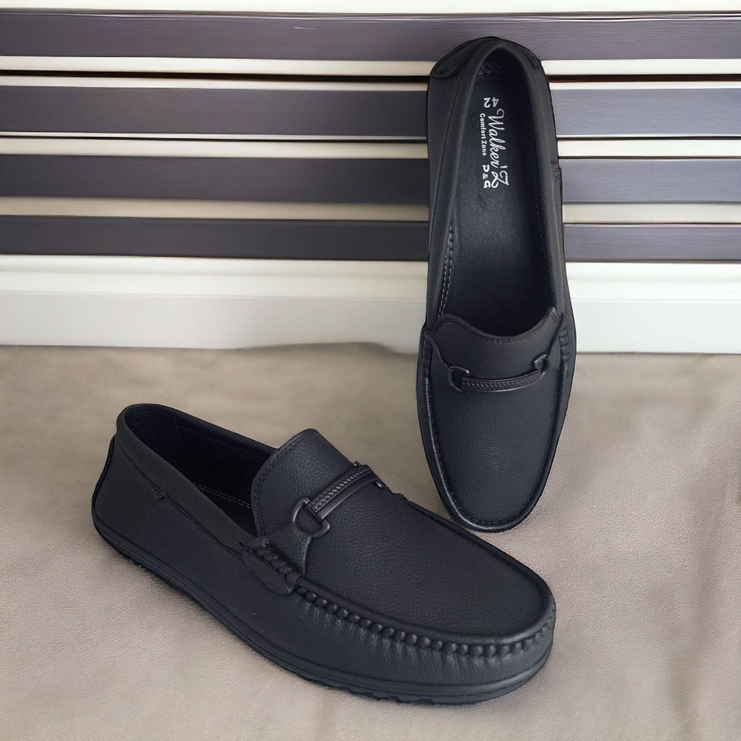 P&G 8318 BLACK Men's Loafers Shoes