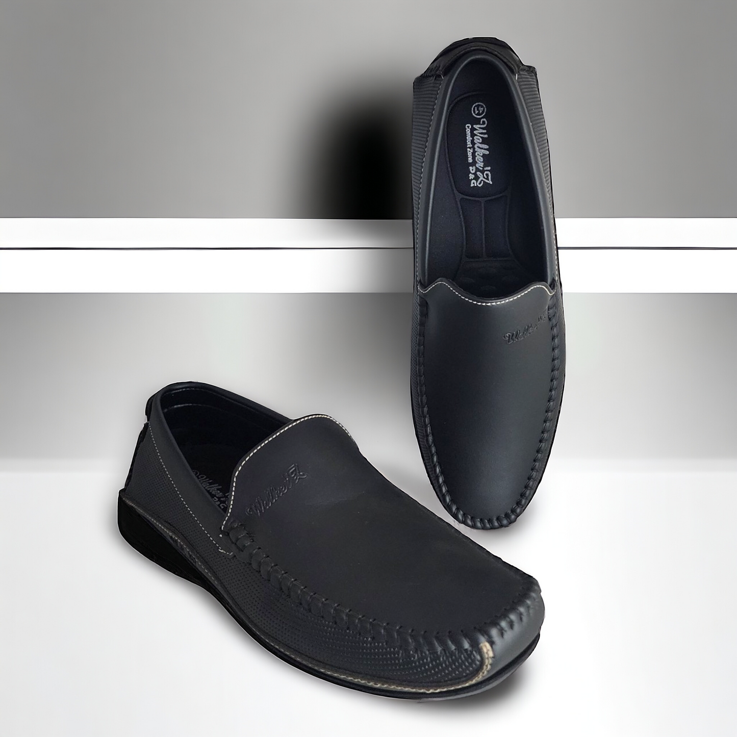 P&G N021 BLACK Men's Loafers Shoes