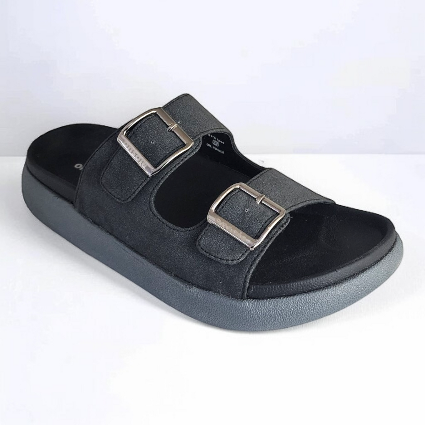 ONSOLE JAMES BLACK Men's Slides/Chapple Double-Strap Sandals with Buckle Closure