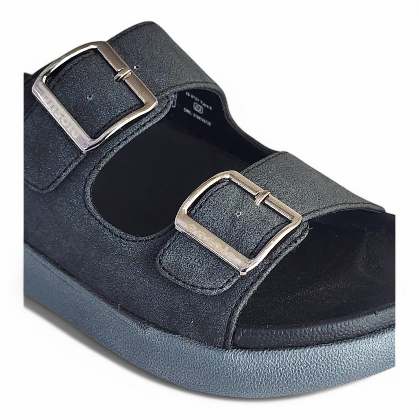 ONSOLE JAMES BLACK Men's Slides/Chapple Double-Strap Sandals with Buckle Closure