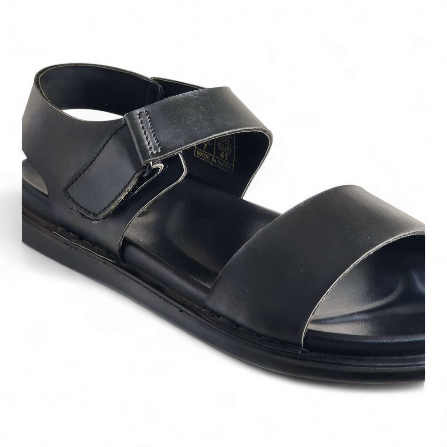 SKEROO 5002 BLACK Men's Leather Velcro Closer Sandal