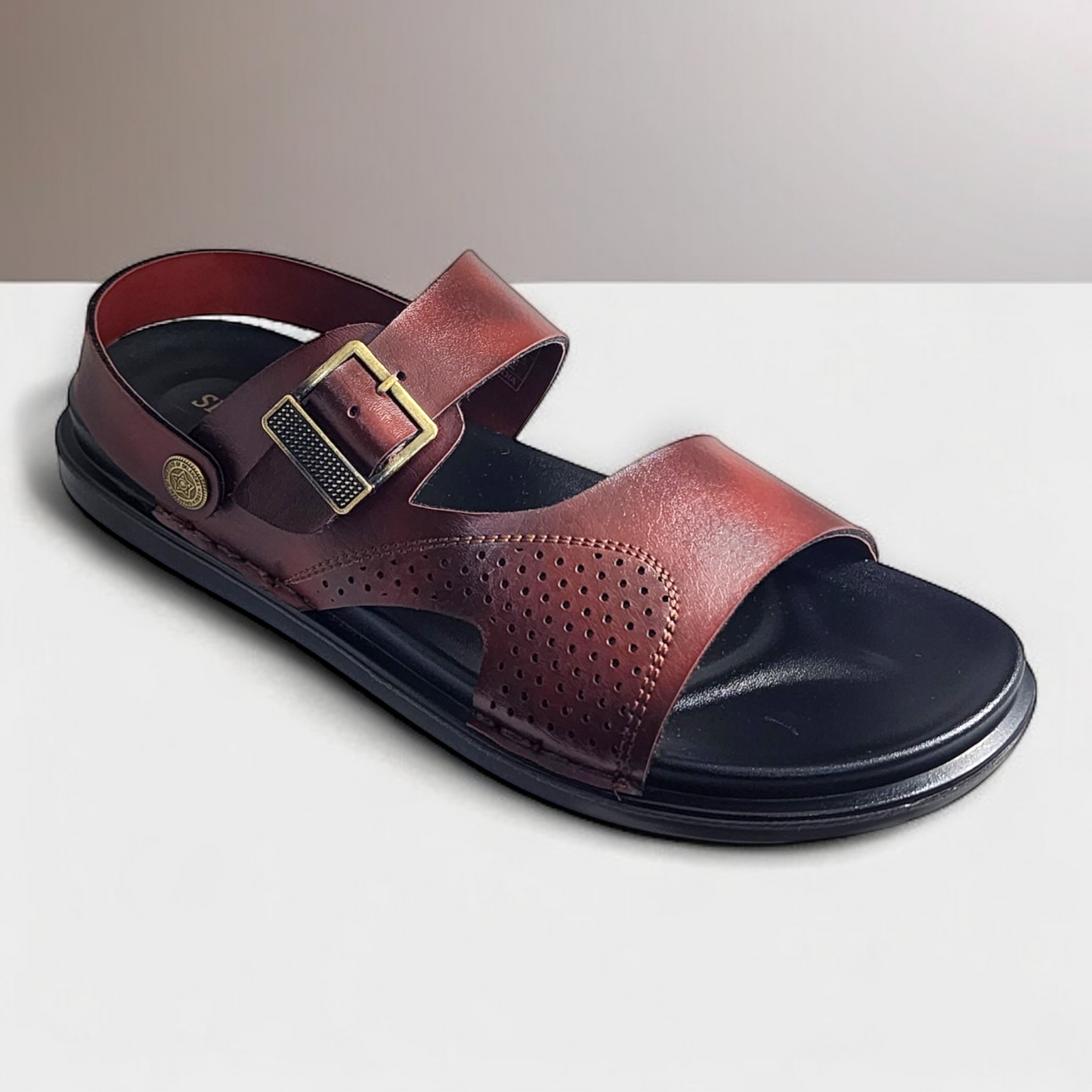 SKEROO 5004 BROWN Men's Leather Button Pack Sandal