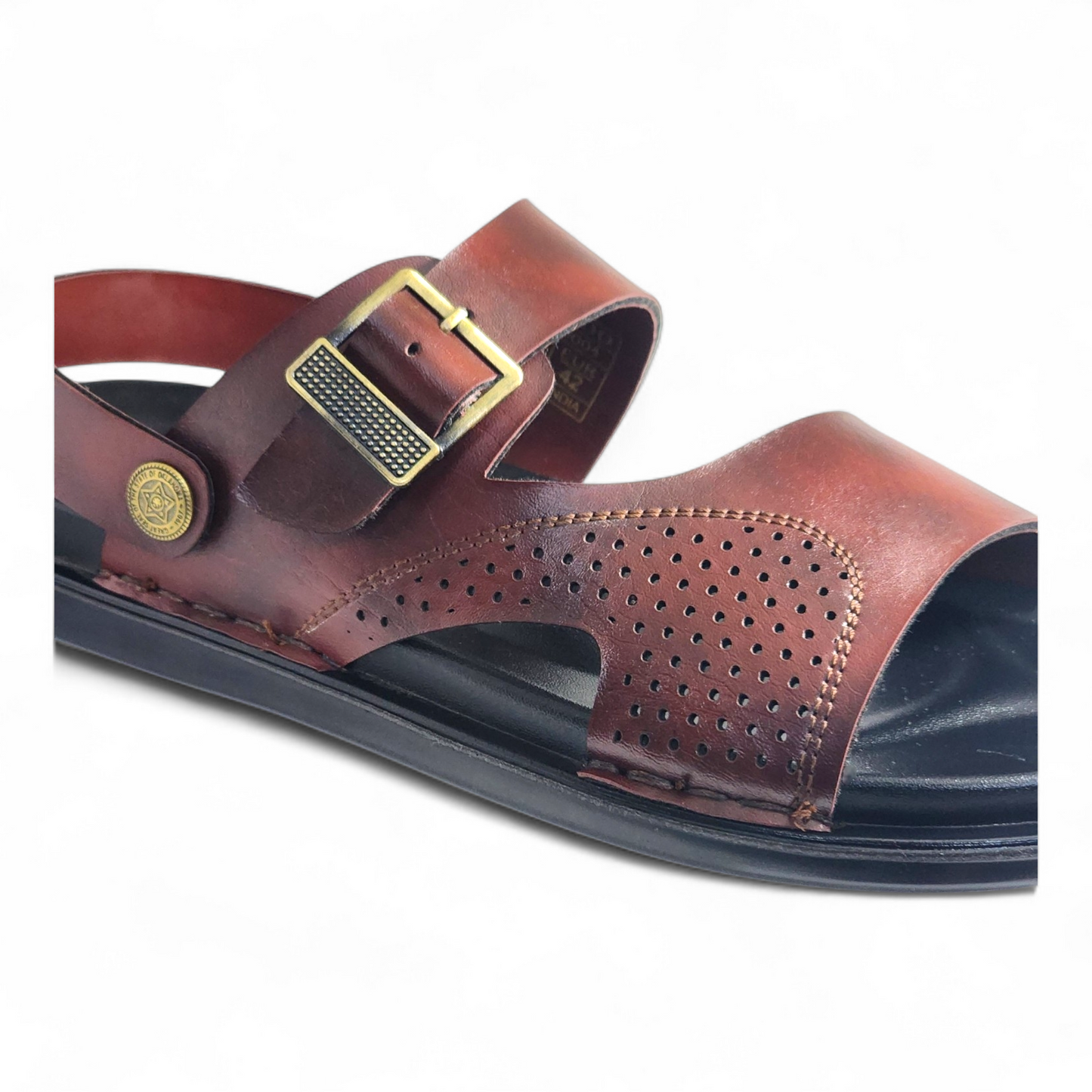 SKEROO 5004 BROWN Men's Leather Button Pack Sandal