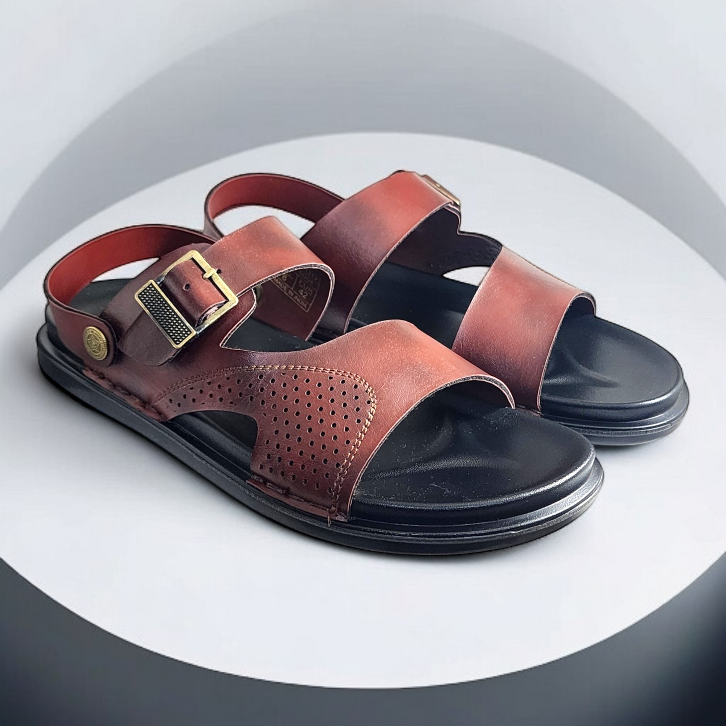 SKEROO 5004 BROWN Men's Leather Button Pack Sandal