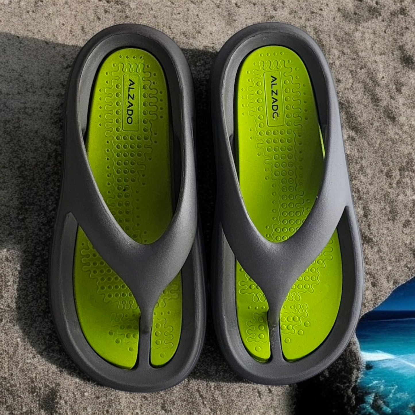 ALZADO SAMPRAS GREY/GREEN Men's Slippers/Chapple/Flip flop