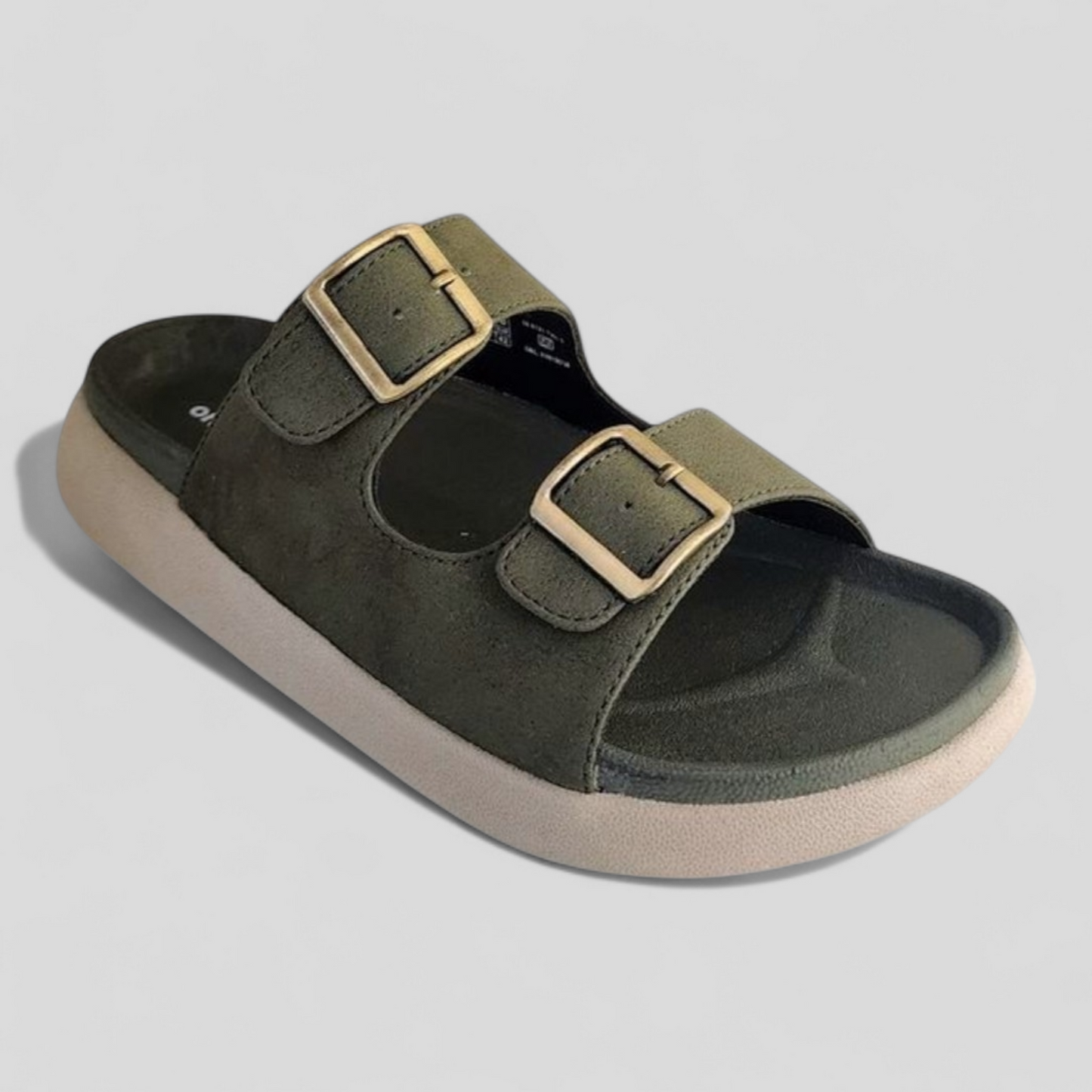 ONSOLE JAMES OLIVE Men's Slides/Chapple Double-Strap Sandals with Buckle Closure