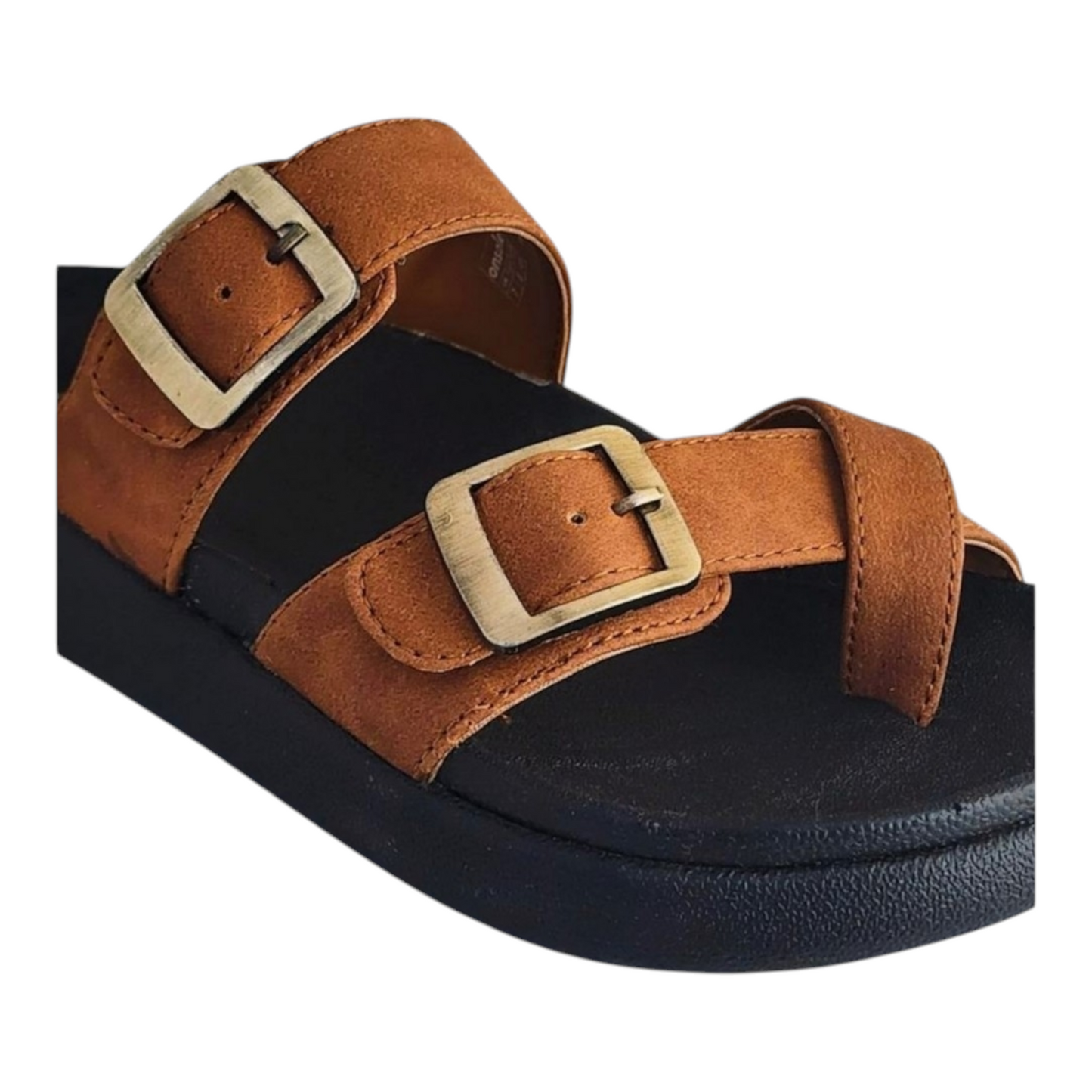 ONSOLE LEO TAN Men's Slides/Chapple Double-Strap Sandals with Buckle Closure